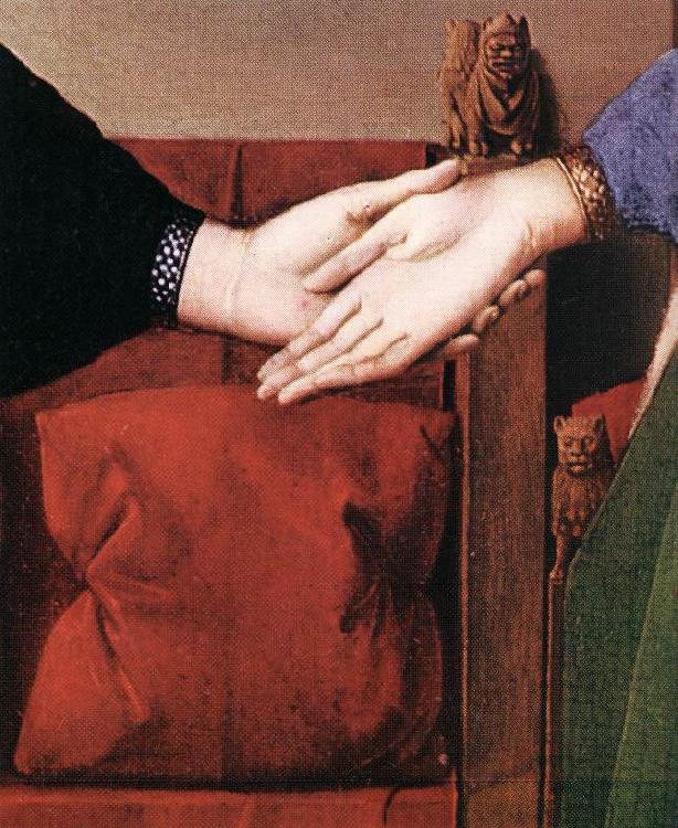 EYCK, Jan van Portrait of Giovanni Arnolfini and his Wife (detail) sdfs France oil painting art
